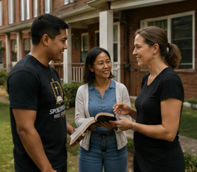 Distance-learning student sharing Scripture locally