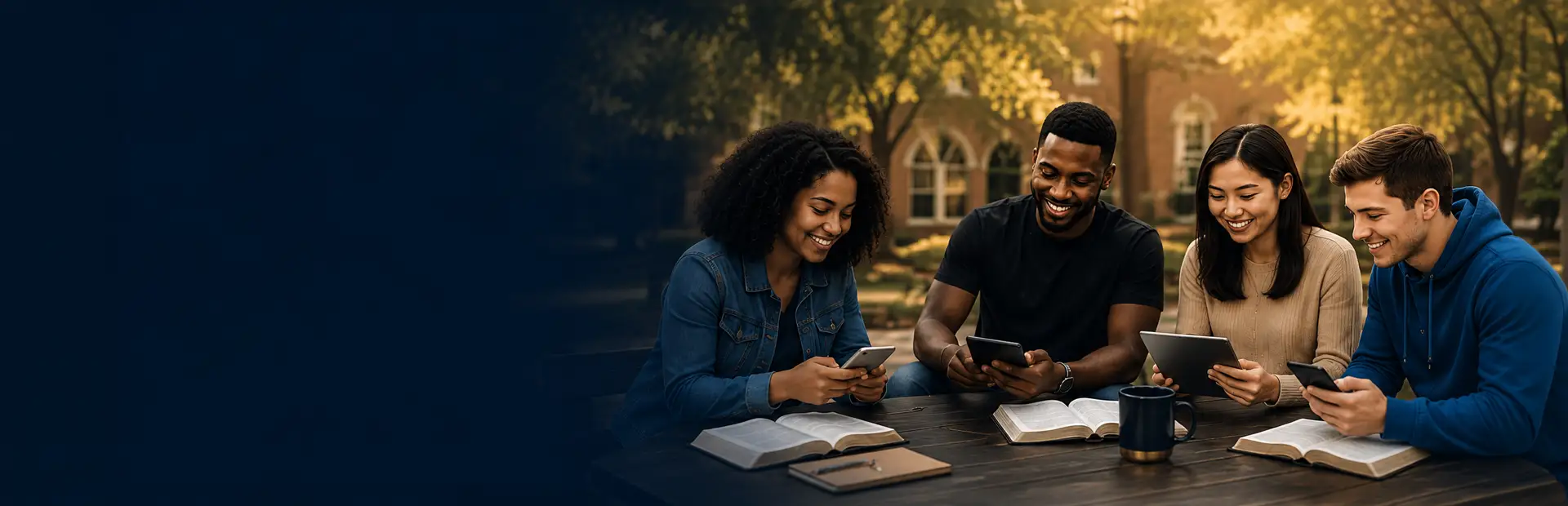 Bible College students connecting through social media